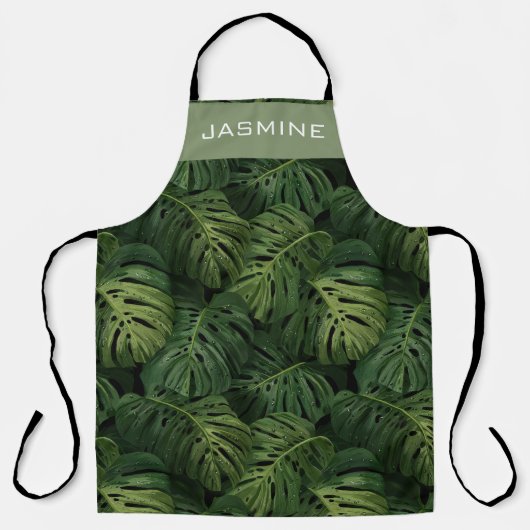 Custom Monstera Leaf Tropical Pattern エプロン (正面)