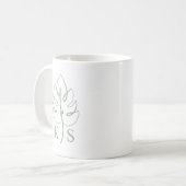 Custom Monstera Monogram Wedding Logo コーヒーマグカップ (正面左)