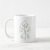 Custom Monstera Monogram Wedding Logo コーヒーマグカップ (左)