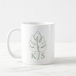 Custom Monstera Monogram Wedding Logo コーヒーマグカップ