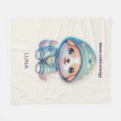 Custom Moon Child Energy Dog Blanket フリースブランケット (正面(横))