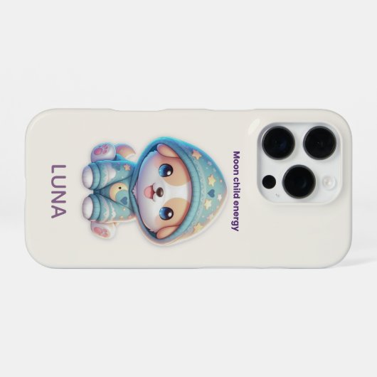 Custom Moon Child Energy Dog Phone Case iPhoneケース (裏面横)