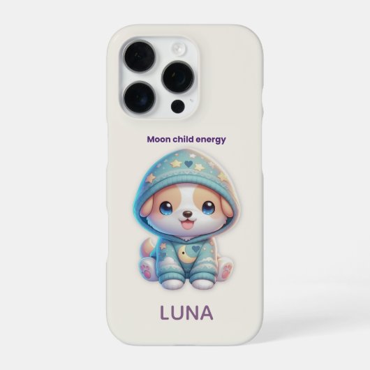 Custom Moon Child Energy Dog Phone Case iPhoneケース (裏面)