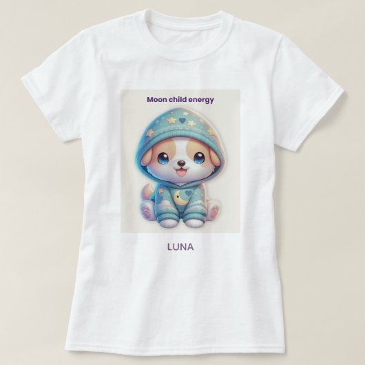 Custom Moon Child Energy Dog T-Shirt Tシャツ (デザイン正面)