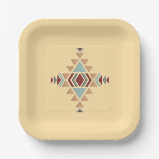 Custom Moroccan Geometric Embroidery  Paper Plates ペーパープレート (正面)