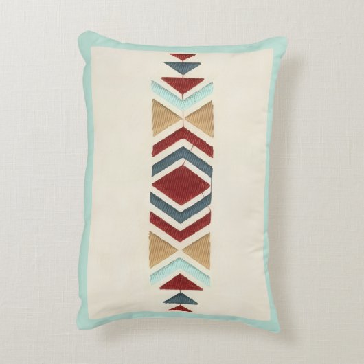 Custom Moroccan Geometric Embroidery Pattern Art アクセントクッション (裏面(縦))