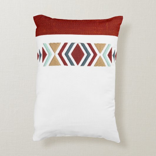 Custom Moroccan Geometric Embroidery Pattern Art アクセントクッション (裏面(縦))