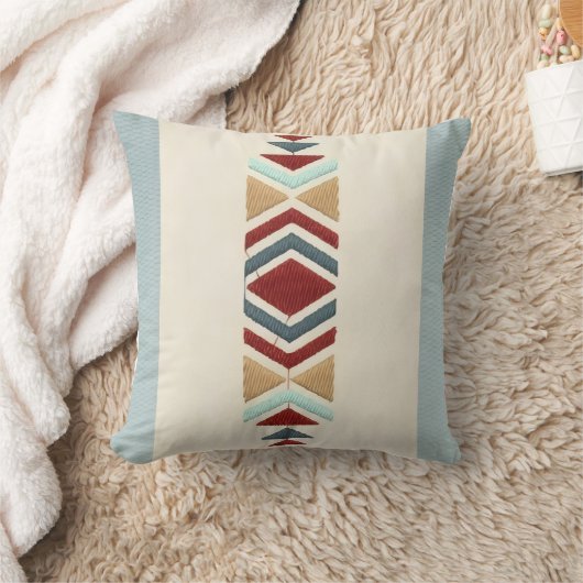 Custom Moroccan Geometric Embroidery Pattern Art クッション (ブランケット)