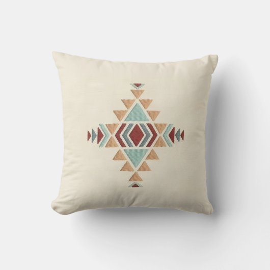 Custom Moroccan Geometric Embroidery Pattern Art クッション (正面)