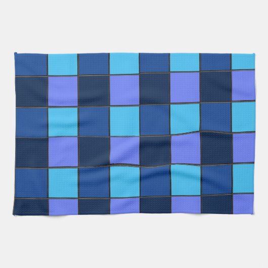 Custom  Mosaic Tile & Pixel Grid Pattern キッチンタオル (横)