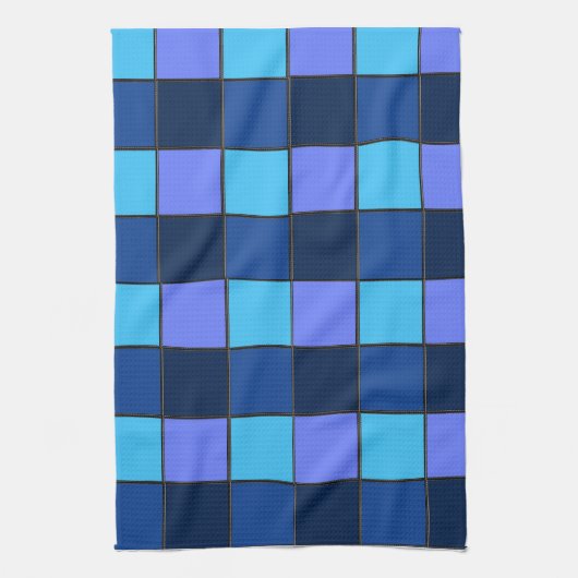 Custom  Mosaic Tile & Pixel Grid Pattern キッチンタオル (縦)