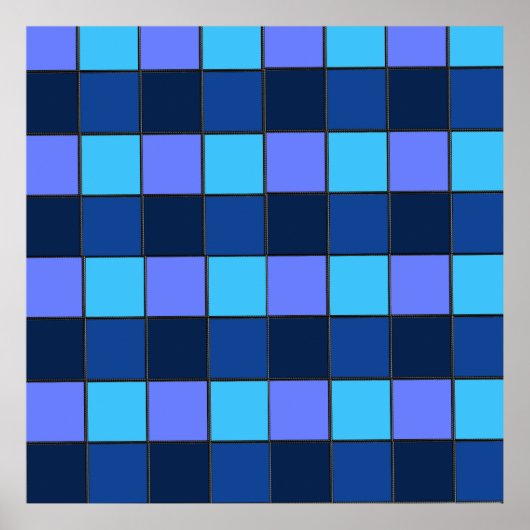 Custom  Mosaic Tile & Pixel Grid Pattern ポスター (正面)