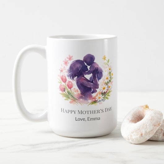 Custom Mother and Child Floral Mother’s Day Mug コーヒーマグカップ (ドーナツ)