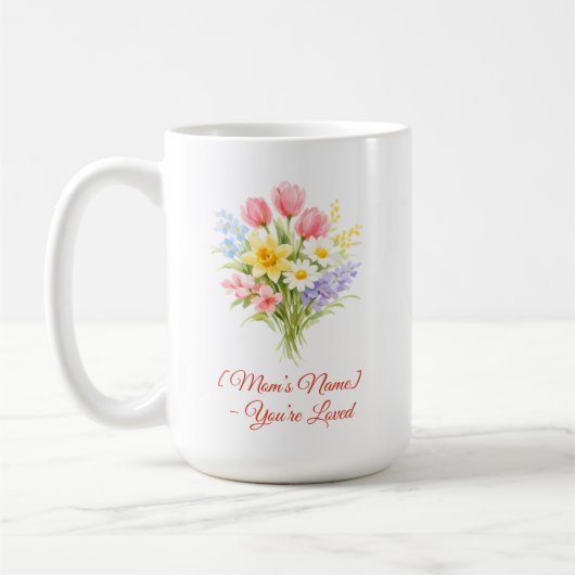 Custom Mother’s Day Bouquet of Flowers Mug コーヒーマグカップ (左)