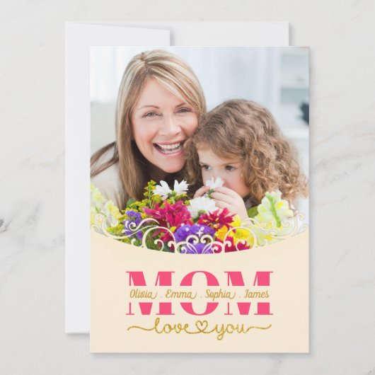 Custom Mother's Day I Photo & Personal Message カード (正面)