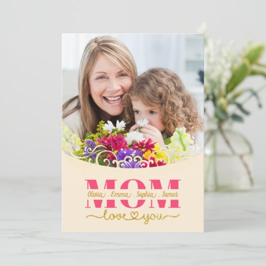 Custom Mother's Day I Photo & Personal Message カード (スタンド正面)