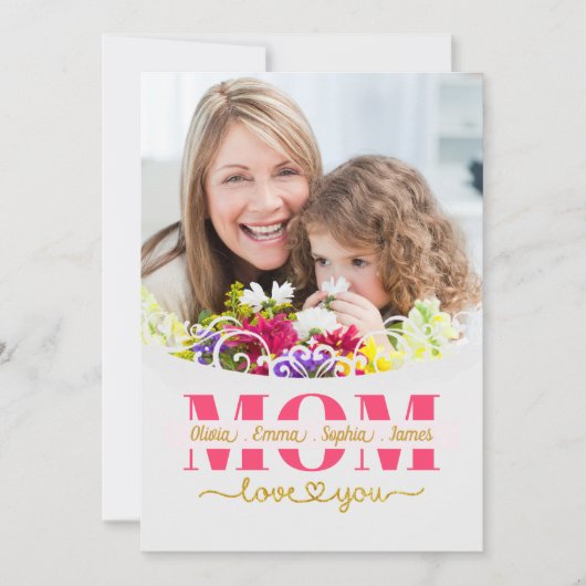 Custom Mother's Day I Photo & Personal Message カード (正面)