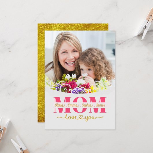 Custom Mother's Day I Photo & Personal Message カード (正面/裏面インサイチュ)