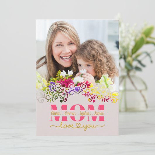 Custom Mother's Day I Photo & Personal Message カード (スタンド正面)