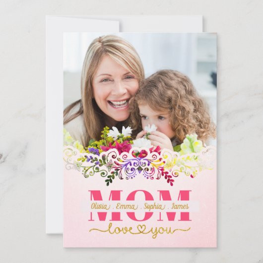 Custom Mother's Day I Photo & Personal Message カード (正面)