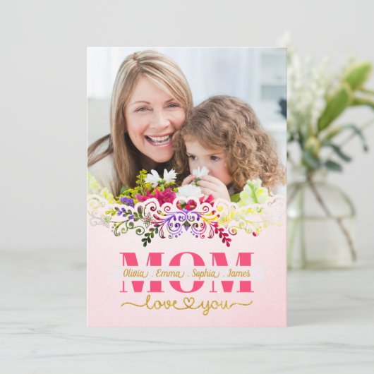 Custom Mother's Day I Photo & Personal Message カード (スタンド正面)