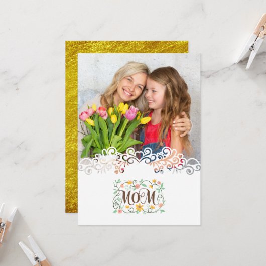 Custom Mother's Day I Photo & Personal Message カード (正面/裏面インサイチュ)