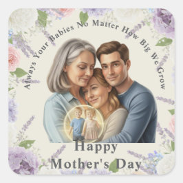 Custom Mother's day photo Always your babies  スクエアシール