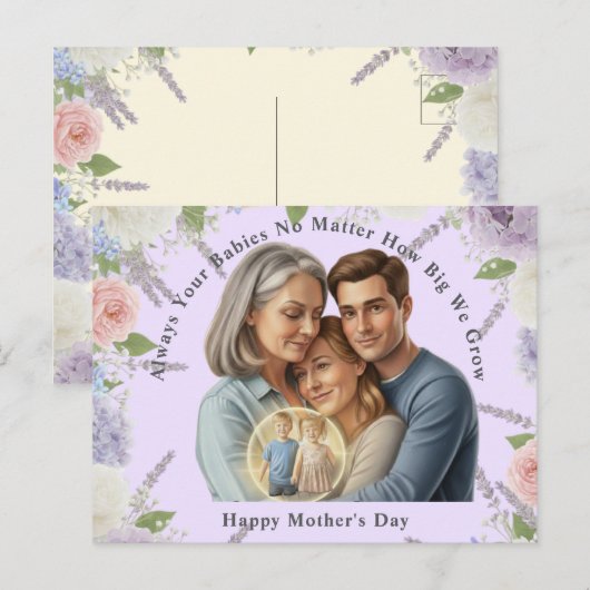 Custom Mother's day photo Always your babies ポストカード (正面/裏面)