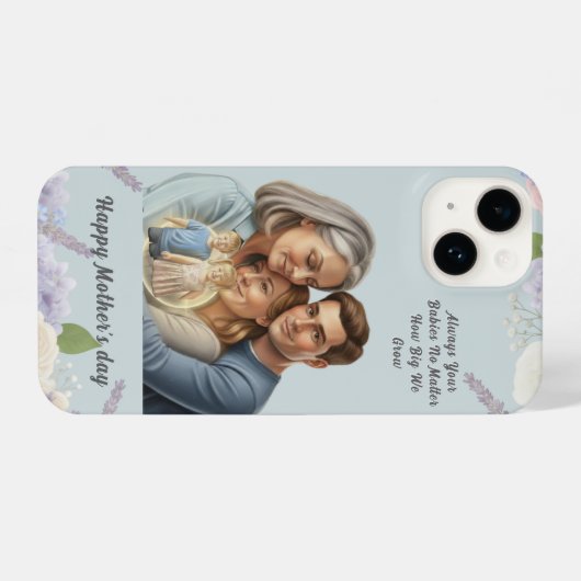 Custom Mother's day photo Always your babies  iPhoneケース (裏面横)