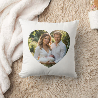 Custom mothers day photo heart mask Throw Pillow クッション