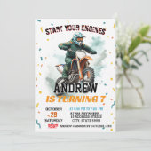 Custom Motocross Dirt Bike Andventure Boy Birthday 招待状 (スタンド正面)
