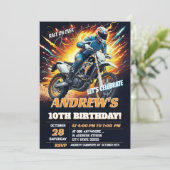 Custom Motocross Dirt Bike Birthday Biker party 招待状 (スタンド正面)