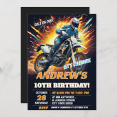 Custom Motocross Dirt Bike Birthday Biker party 招待状 (正面/裏面)