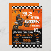 Custom Motocross Dirt Bike modern Birthday 招待状 (正面/裏面)