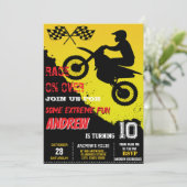 Custom Motocross Dirt Bike Motorbike Birthday 招待状 (スタンド正面)
