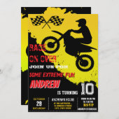 Custom Motocross Dirt Bike Motorbike Birthday 招待状 (正面/裏面)