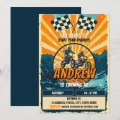 Custom Motocross Racing Dirt Motorbike Birthday 招待状 (正面/裏面)