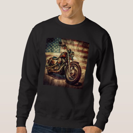 Custom Motorcycle Retro USA Flag Retro Biker Vinta スウェットシャツ (正面)