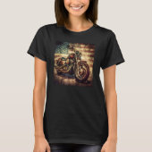 Custom Motorcycle Retro USA Flag Retro Biker Vinta Tシャツ (正面)