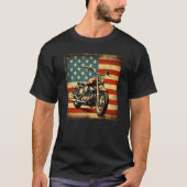 Custom Motorcycle Retro USA Flag Retro Biker Vinta Tシャツ (正面)