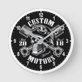 Custom Motorcycles ラウンド壁時計 (正面)