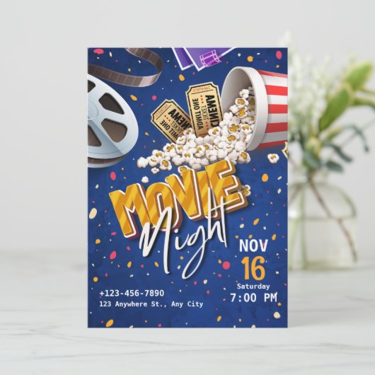 Custom Movie Night Invitations 招待状 (スタンド正面)