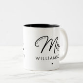 Custom Mr. Est. Modern Elegant Script Newlywed  ツートーンマグカップ (正面右)