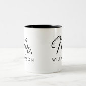 Custom Mr. Est. Modern Elegant Script Newlywed  ツートーンマグカップ (中央)