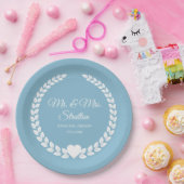 Custom Mr. & Mrs. Bride and Groom Newlywed ペーパープレート (パーティー)