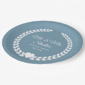 Custom Mr. & Mrs. Bride and Groom Newlywed ペーパープレート (アングル)