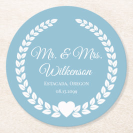 Custom Mr. & Mrs. Bride and Groom Newlywed ラウンドペーパーコースター