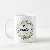 Custom Mr & Mrs Christmas Mug for Newlywed Gift コーヒーマグカップ (左)