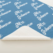 Custom Mr & Mrs Couple Blue Blanket for Newlyweds シェルパブランケット (3/4)