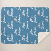 Custom Mr & Mrs Couple Blue Blanket for Newlyweds シェルパブランケット (正面(横))